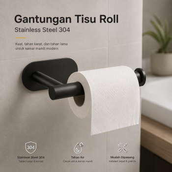 Gambar produk HOUSEEN Gantungan Tempat Tisu Roll Toilet Paper Tissue Stainless 304 - HJ30