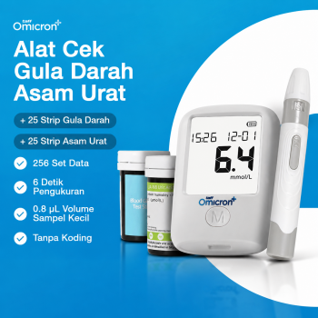 Gambar produk TaffOmicron Alat Cek Gula Darah Asam Urat 2in1 25 Test Strips - T3