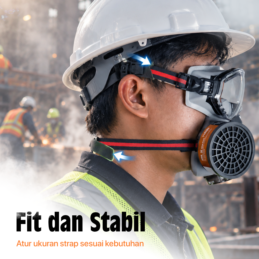 Gambar produk ASL Masker Gas Respirator Full Face with Activated Carbon Filter - 8201 - 5