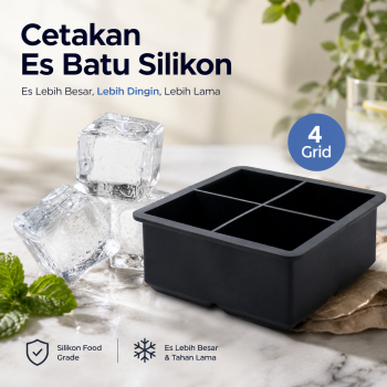 Gambar produk TaffHOME Cetakan Es Batu Silikon Kotak 4 Grid Ice Cube Tray - SSGP4