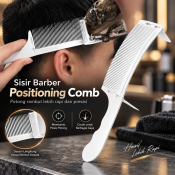 Fulai Sisir Barber Positioning Comb Flat Top Curved Haircut 3 Size - HC003