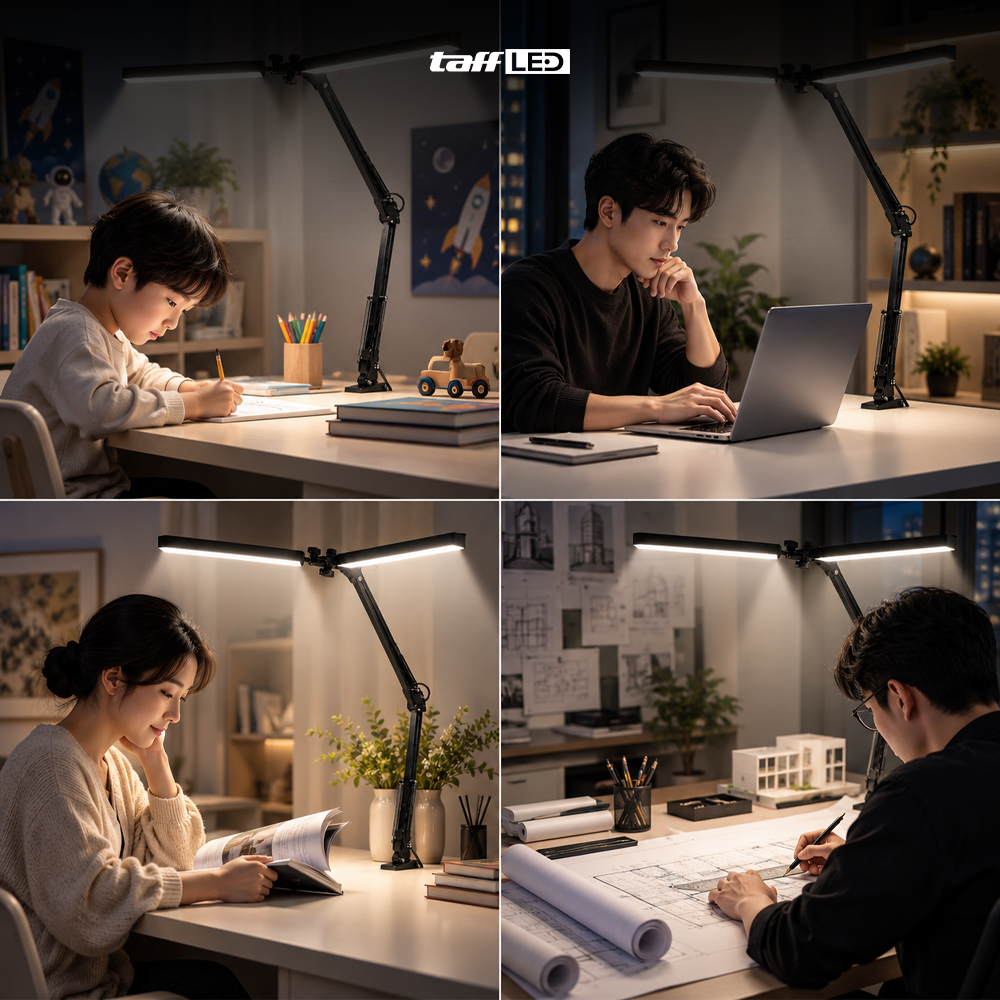 Gambar produk TaffLED Lampu Meja Belajar LED DoubleHeadMemory 3 Color 3000-6500K - ZN14 - 6