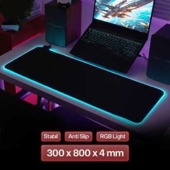 Gambar produk TaffGEAR Mouse Pad Gaming XL RGB LED Desk Mat 300x800x4mm
