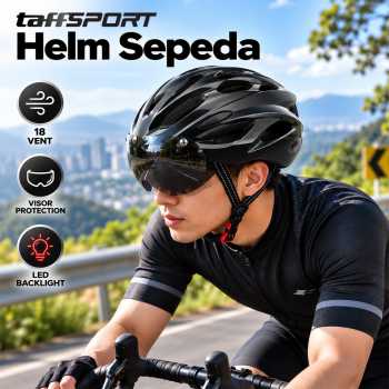 Gambar produk TaffSPORT Helm Sepeda Road Bike Visor Helmet 18 Vent LED Backlight - U30