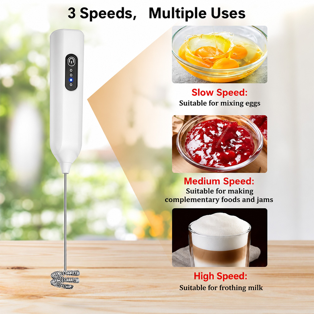 Gambar produk Fo Hand Mixer Mini Pengocok Milk Frother 3 Speed 3W 300mAh - D04 - 3