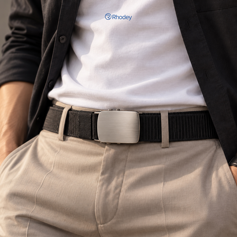 Gambar produk Rhodey Gesper Tali Ikat Pinggang Pria Canvas Stylish Buckle Belt 120cm - MU071 - 5
