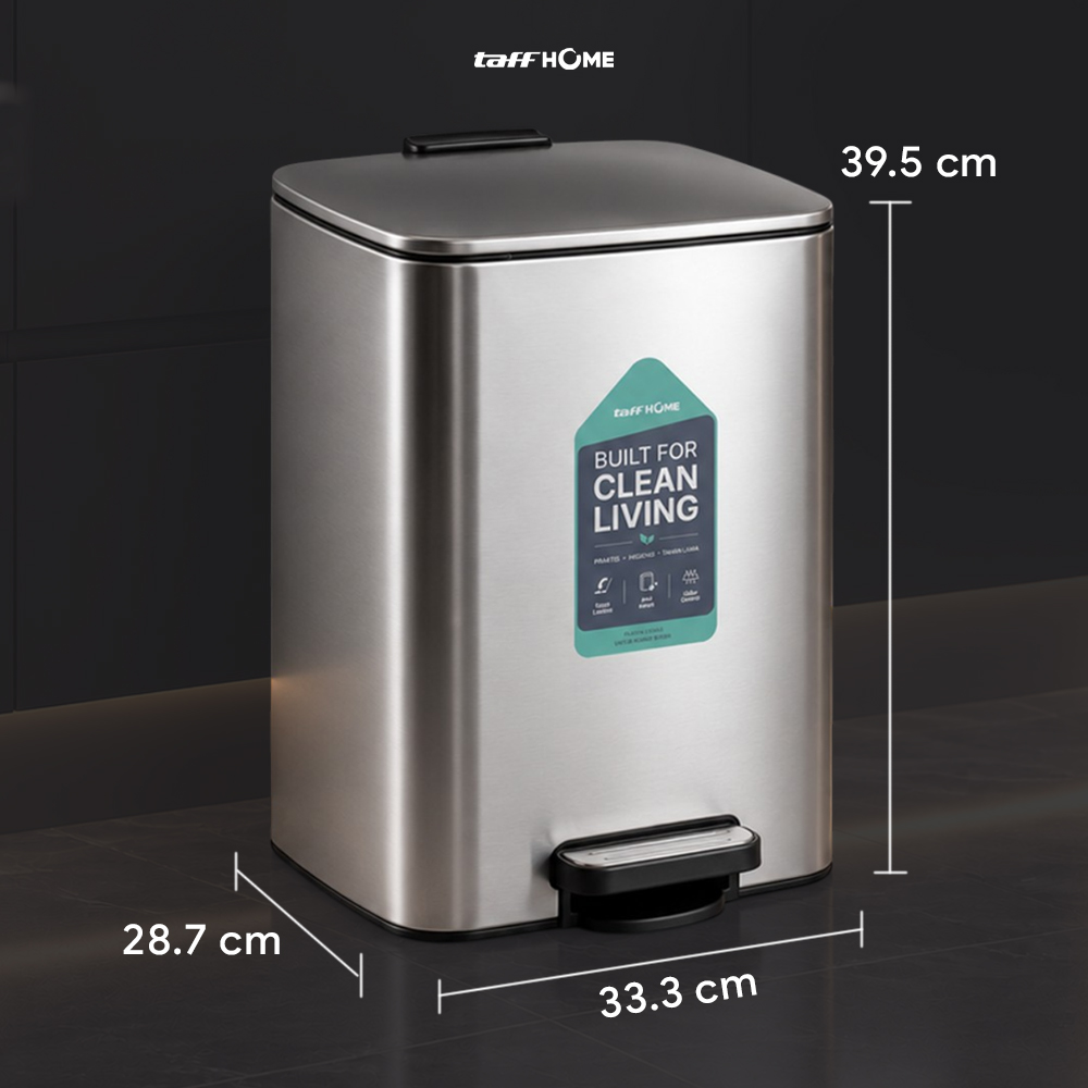Gambar produk TaffHOME Tempat Sampah Injak Foot Pedal Trash Bin Stainless Steel 20L - M45 - 8