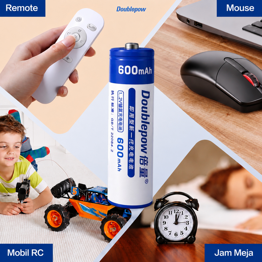 Gambar produk Doublepow Baterai Isi Ulang AA Recharge Ni-MH Button Top 600mAh 1.2V - 3
