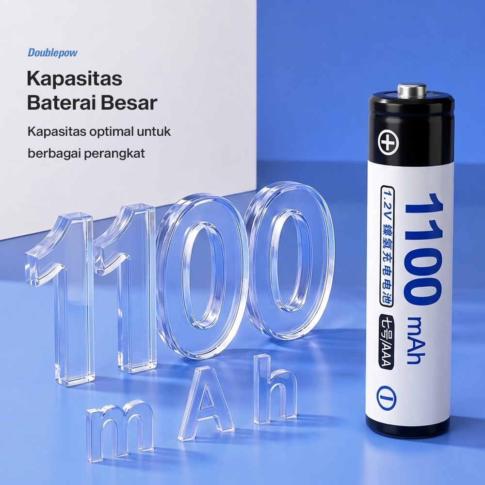 Gambar produk Doublepow Baterai Isi Ulang AAA Ni-MH Button Top 1100 mAh 1.2V 1 PCS - 1