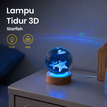 LazySpace Lampu Tidur Bola Kristal 3D RGB USB 1.5W - LS660