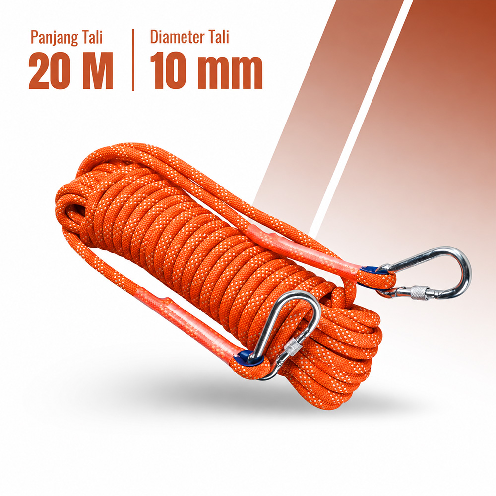 Gambar produk TaffSPORT Tali Paracord Panjat Tebing Outdoor Darurat Survival Rope 10mm 20M - RM-20 - 7