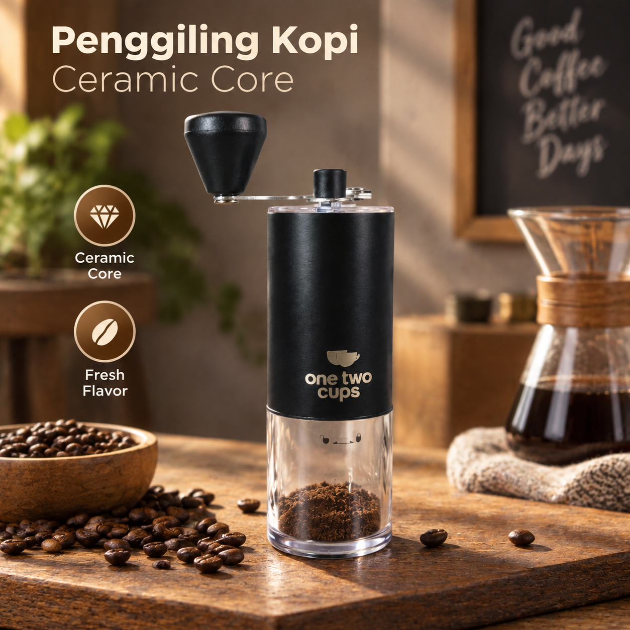 Gambar produk One Two Cups Alat Penggiling Kopi Manual Coffee Grinder Ceramic Core - 4011 - Utama