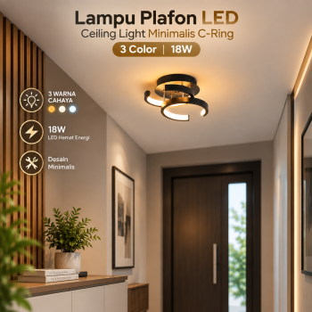 TaffLED Lampu Plafon LED Ceiling Light Minimalis C-Ring Tri Color 18W - L888