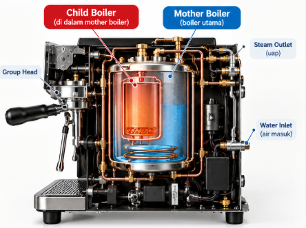 Gambar produk Trieste Mesin Kopi Espresso Semi Automatic E61 Rotary Pump 20Bar 2200W - M090 - 6
