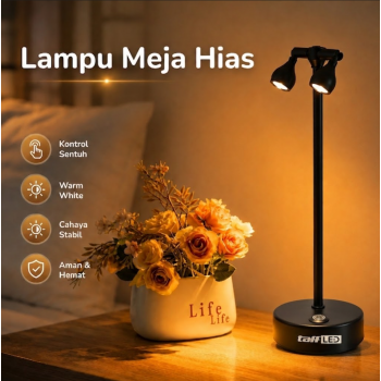 Gambar produk TaffLED Lampu Meja Hias Touch Lamp Dual Head Warm White 1200mAh - TW70