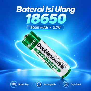 Doublepow Baterai Isi Ulang 18650 Li-Ion Button Top 3000 mAh 3.7V - DP18650