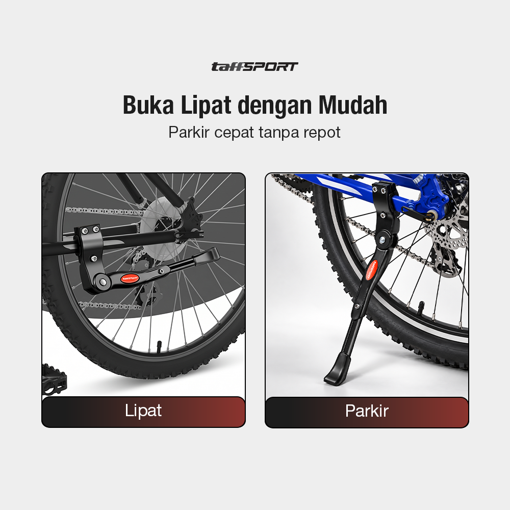 Gambar produk TaffSPORT Standar Sepeda Samping Adjustable Bike Kickstand 34-39cm - Z50 - 4