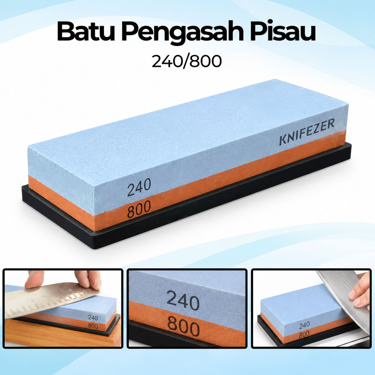 Gambar produk KNIFEZER Batu Pengasah Pisau Whetstone Knife Sharpener 240/800 - Wkss-03 - Utama