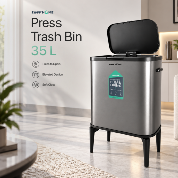 Gambar produk TaffHOME Tempat Sampah Tekan Press Trash Bin Quick Opening with Legs 35L - T40