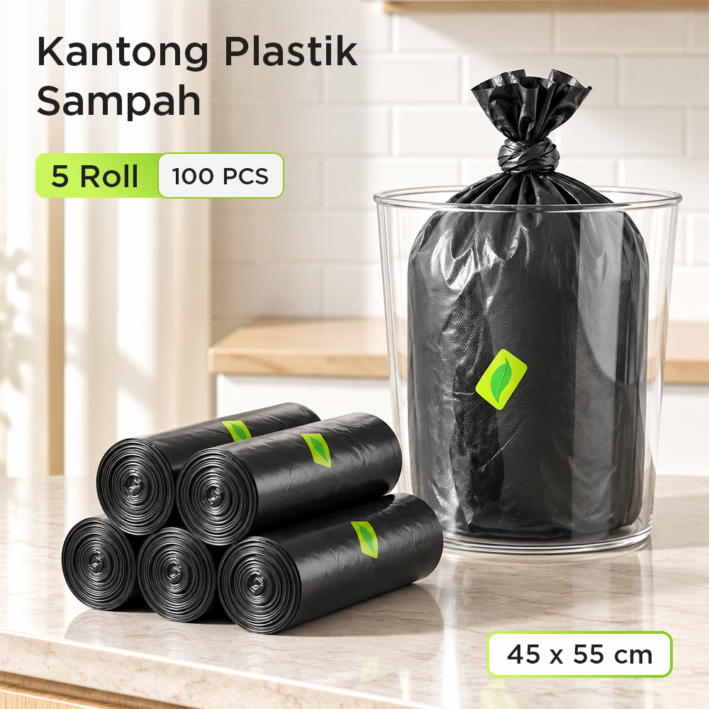 Gambar produk TRASU Kantong Plastik Sampah Disposable Trash Bag 45x55cm 100 PCS - TR-45 - Utama