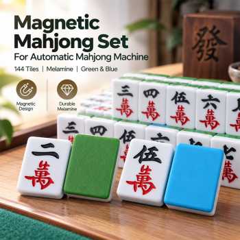 Gambar produk SHY Mahjong Set Positive Magnetic Melamine Green Blue 288 Tile 44mm - 34BE