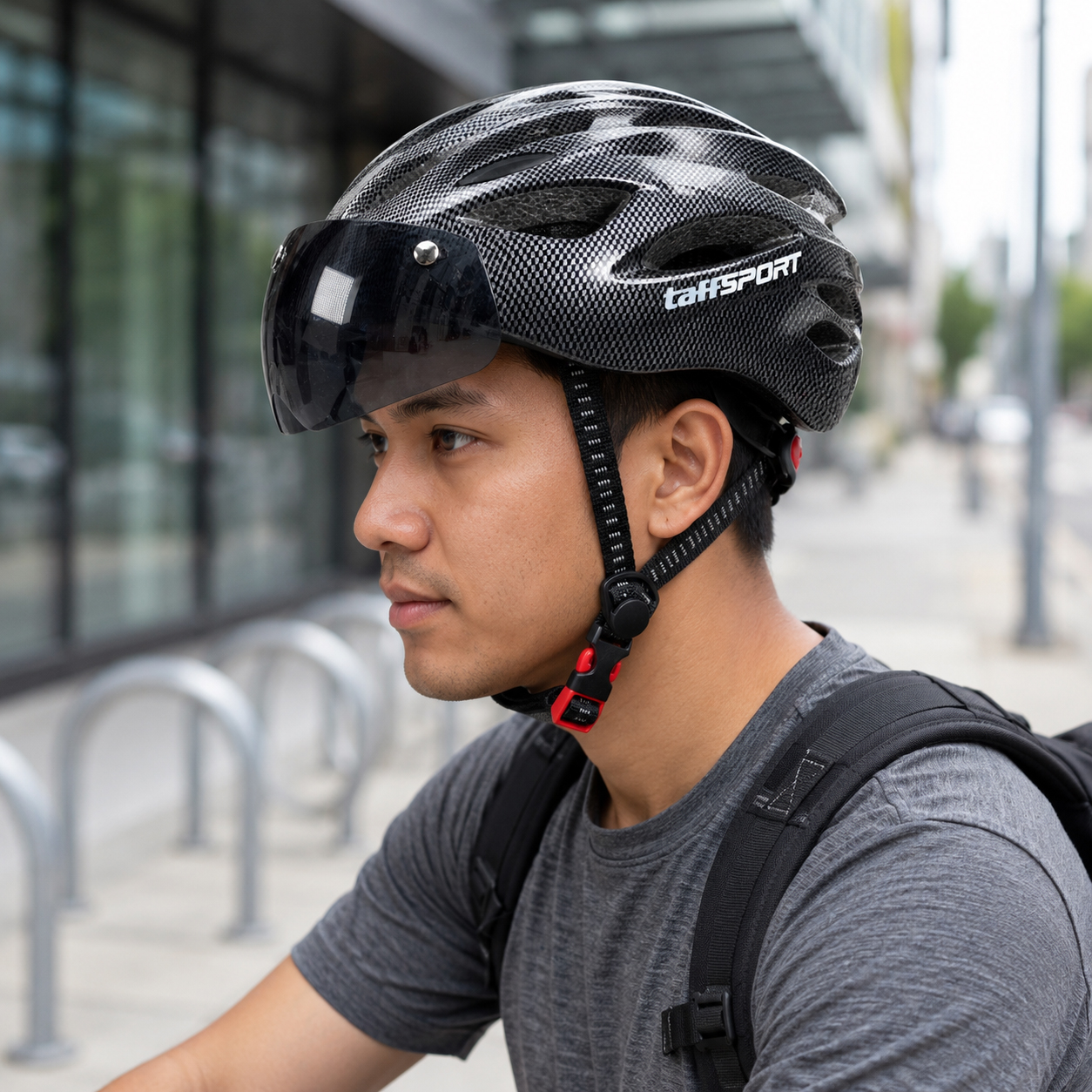 Gambar produk TaffSPORT Helm Sepeda Road Bike Visor Helmet 18 Vent LED Backlight - U30 - 6