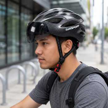 Gambar produk TaffSPORT Helm Sepeda Road Bike Visor Helmet 18 Vent LED Backlight - U30 - 6