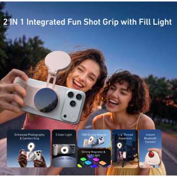 Gambar produk TELESIN FunShot Magnetic Camera Grip with RGB 360 Selfie Light Mirror - P5-MP-005WH