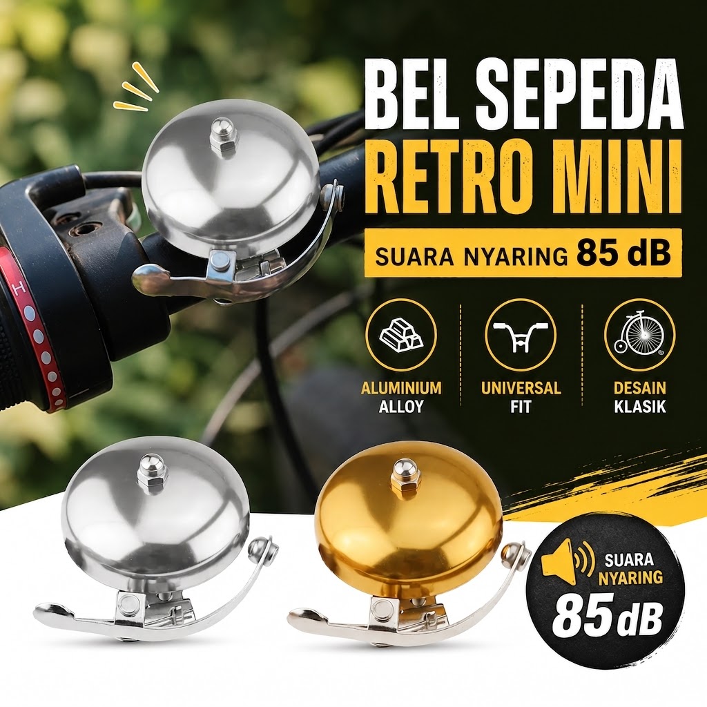 Gambar produk Cycle Zone Bel Sepeda Bike Horn Mini Retro Vintage Aluminium 85dB - CL-06 - Utama