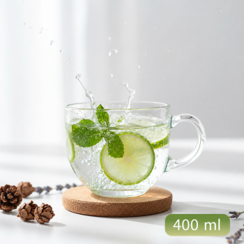 MDZF Cangkir Kopi Kaca Tahan Panas Round Aesthetic Mug 400ml - SB146