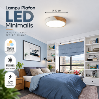 FEDIMA Lampu Plafon LED Minimalis Nordic Dimmable 3 Color 40W - White