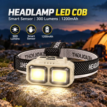 Htomaza Senter Kepala Headlamp LED COB Smart Sensor 300 Lumens 1200mAh - HX-816S
