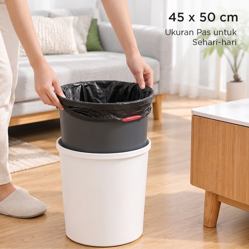 Gambar produk TRASU Kantong Plastik Sampah Tali Drawstring Trash Bag 45x50cm 75 PCS - TR-75 - 5
