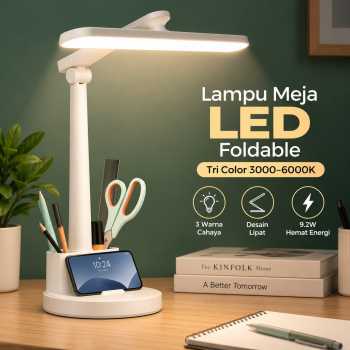 RUDECK Lampu Meja Belajar LED Foldable Tri Color 3000-6000K 9.2W - 1318