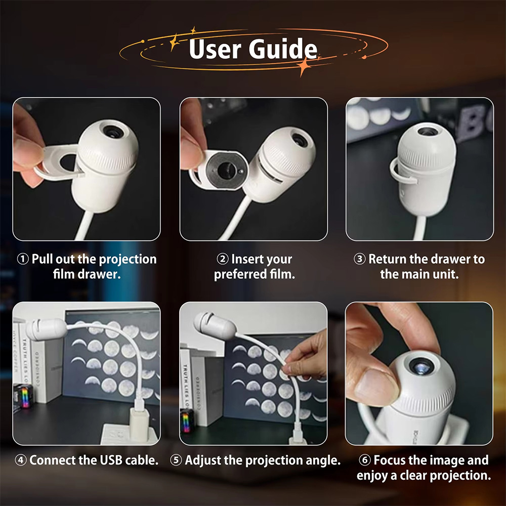 Gambar produk GK Lampu Tidur Proyektor LED 2in1 USB Galaxy Star Projector Lamp - DS-12 - 3