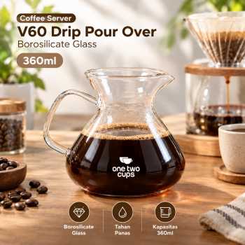 Gambar produk One Two Cups Coffee Server V60 Drip Pour Over Borosilicate Glass 360ml - B-10ML