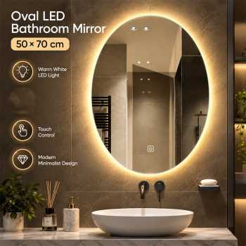 Gambar produk Acr Cermin Aesthetic Kapsul Dinding LED Makeup Wall Mirror Bathroom 50x70cm - 1065