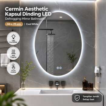 VEN Cermin Aesthetic Kapsul Dinding LED Defogging Mirror Bathroom 12W - 1066