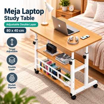 TaffHOME Meja Laptop Study Table Adjustable Double Layer 80x40cm - L200