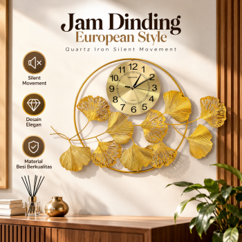TaffHOME Jam Dinding European Style Quartz Iron Silent Movement 83cm - 2281
