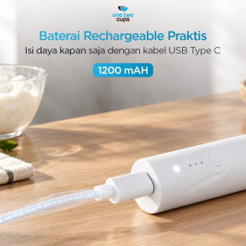 Gambar produk One Two Cups Hand Mixer Mini Pengocok Telur Milk Frother USB Type C - HMW10 - 3