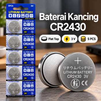 Koonenda Baterai Kancing CR2430 Button Cell 3V Lithium 5 PCS - Silver