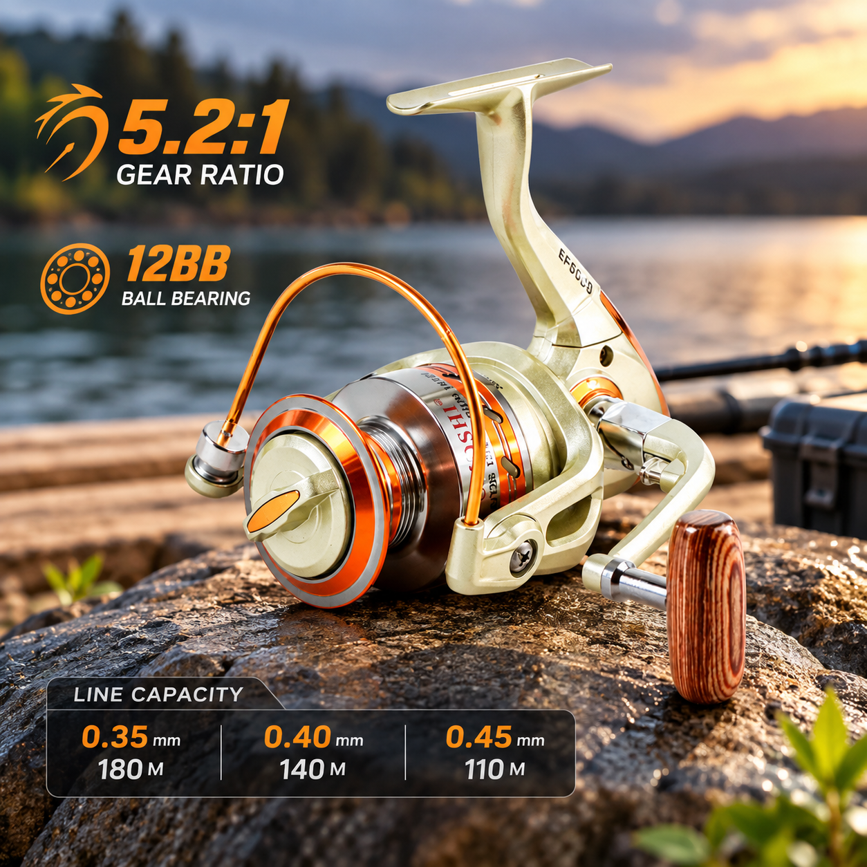 Gambar produk YUMOSHI REELSKING Reel Pancing Spinning Fishing Reel 5.2:1 5000 - EF5000 - Utama
