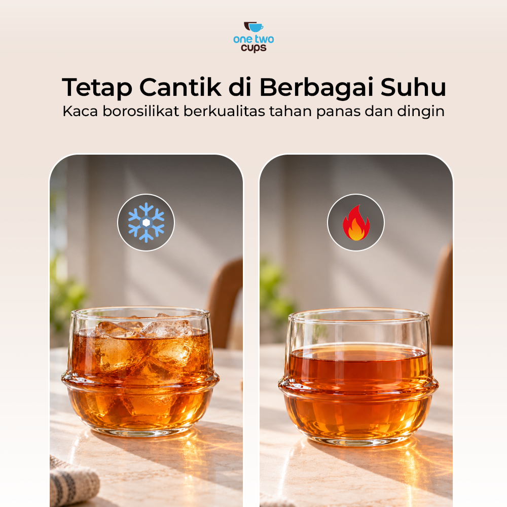 Gambar produk One Two Cups Gelas Kaca Aesthetic Kopi Teh Double Wall Glass 550ml - PLY1710 - 3