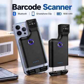 Gambar produk JEESTON Barcode Scanner Bluetooth 2.4GHz Clip On 1D 2D 1500mAh - 101DC