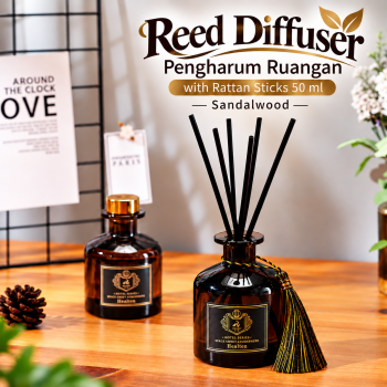 ZUOHE Reed Diffuser Pengharum Ruangan with Rattan Sticks 50 ml - Sandalwood No Color