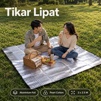 Berlune Tikar Lipat Matras Piknik Aluminium Foil Waterproof Mat - 2x2.5M Silver