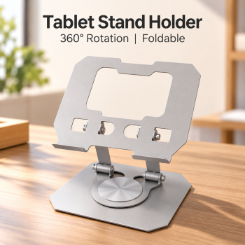 DRAKIO Tablet Stand Holder 360 Degree Rotatable Foldable Metal - P4