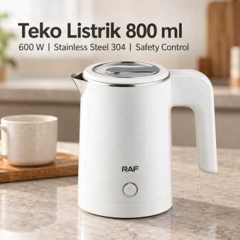 RAF Teko Listrik Kopi Teh Pemanas Air Stainless Steel 304 600W 800ml - White