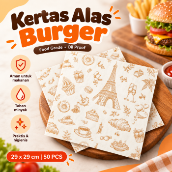 XI Kertas Alas Kue Burger Wax Paper Food Grade Oil Proof 29x29cm 50PCS - BP-21